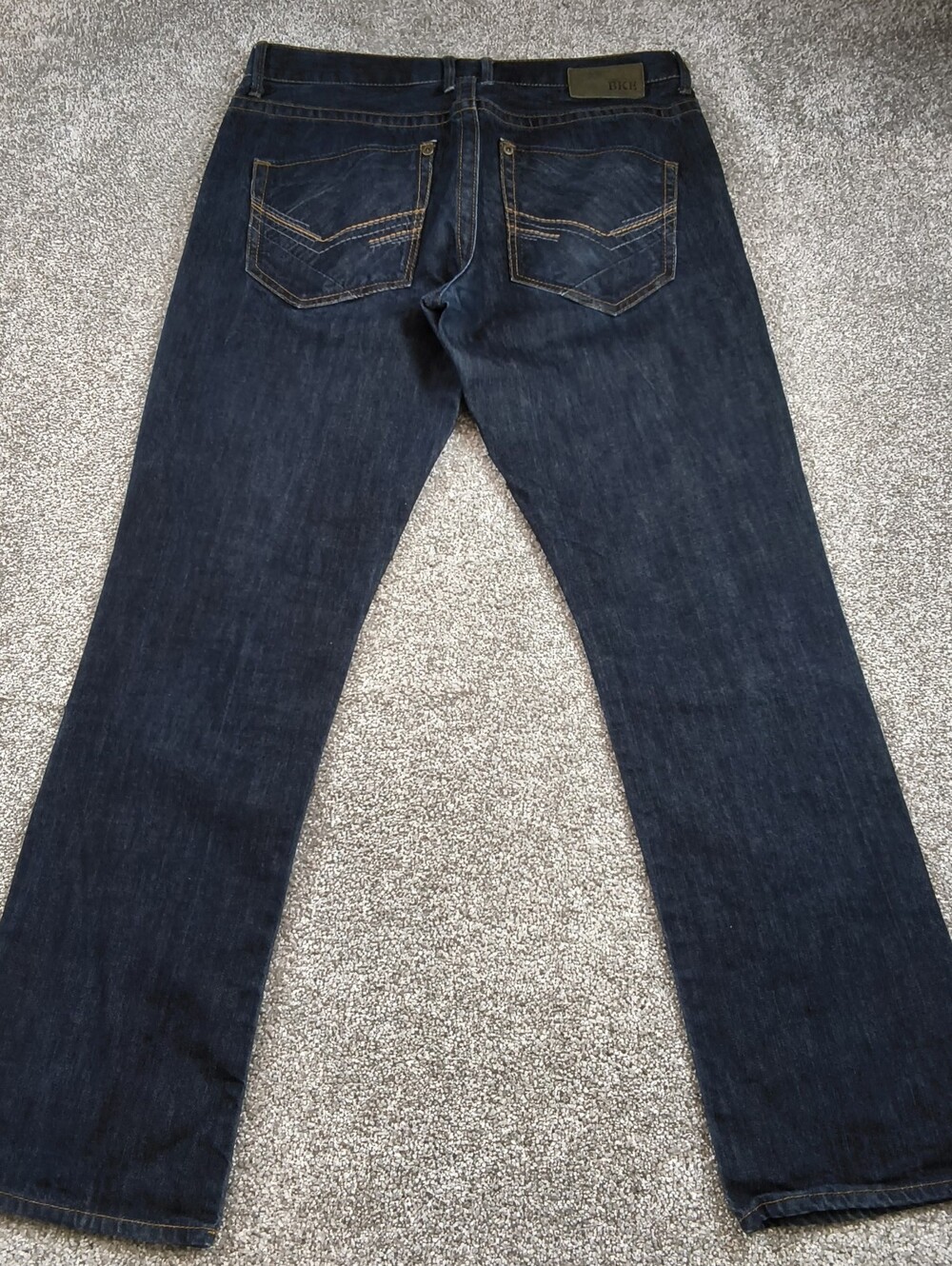 BKE Jake Straight Jeans Mens 33R Dark Blue Wash Denim Button Fly - Picture 2 of 6